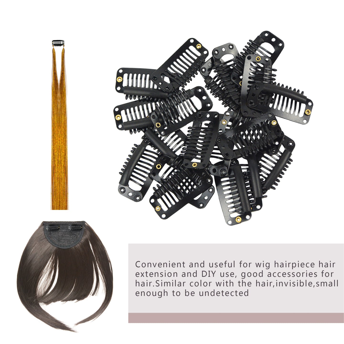 12 pcs 32 mm 9-Tooth Hair Extension Clips with Silicone Cushion – Professional Metal Wig & Extension Clips for Stylists