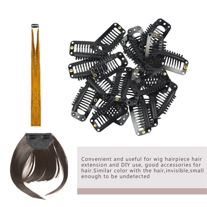 12 pcs 32 mm 9-Tooth Hair Extension Clips with Silicone Cushion – Professional Metal Wig & Extension Clips for Stylists