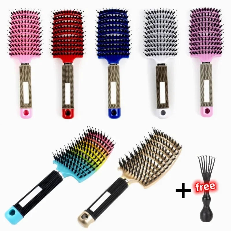 Hair Brush Exfoliating Hair Brush Bristle Women’s Wet Curly Hair Comb Salon Hair Styling Tool, Special for Real Hair Wigs
