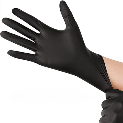 Black Nitrile Disposable Gloves — Thickened Waterproof Gloves for Hairdressing, Cleaning, Tattoo, and Salon Use (S/M/L/XL, 20–100 PCS)