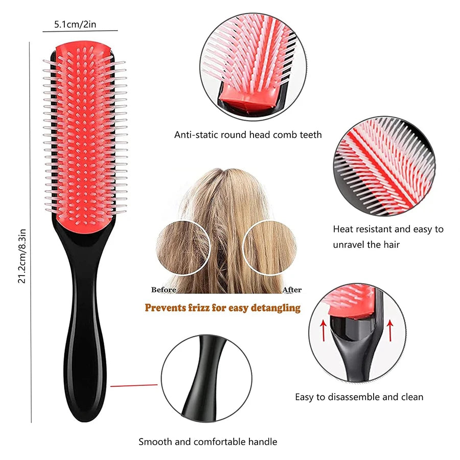 11 pcs Detangling Brush Set for Curly Hair with Spray Bottle + Scalp Massage Brush – Professional Anti-Frizz Styling Kit