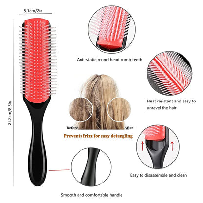 11 pcs Detangling Brush Set for Curly Hair with Spray Bottle + Scalp Massage Brush – Professional Anti-Frizz Styling Kit