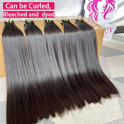 Super Double Drawn Bone Straight 100% Raw Human Hair Bundles — Unprocessed Virgin Weave Extensions for Women