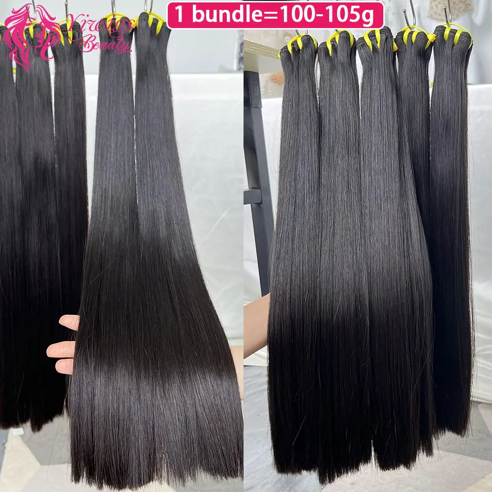 Super Double Drawn Bone Straight 100% Raw Human Hair Bundles — Unprocessed Virgin Weave Extensions for Women