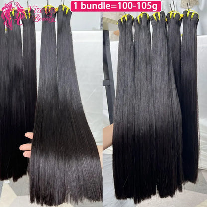 Super Double Drawn Bone Straight 100% Raw Human Hair Bundles — Unprocessed Virgin Weave Extensions for Women
