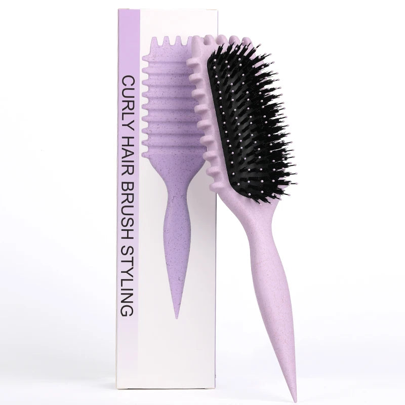 Curl Define Styling Brush – Boar Bristle Detangling & Curl Defining Brush for Natural, Curly, or Textured Hair