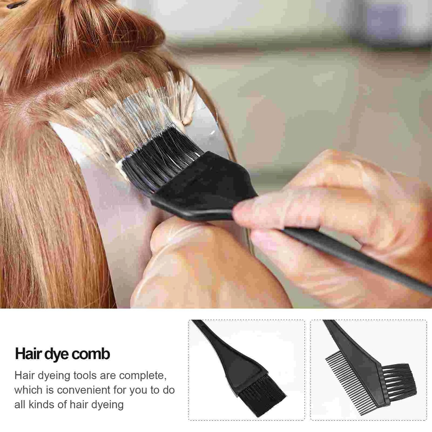 Professional Hair Coloring Kit Includes— 1 Set Plastic Tint Brush, Mixing Bowl, Comb, Cape, Gloves & Clips for Hair Dye & Highlighting