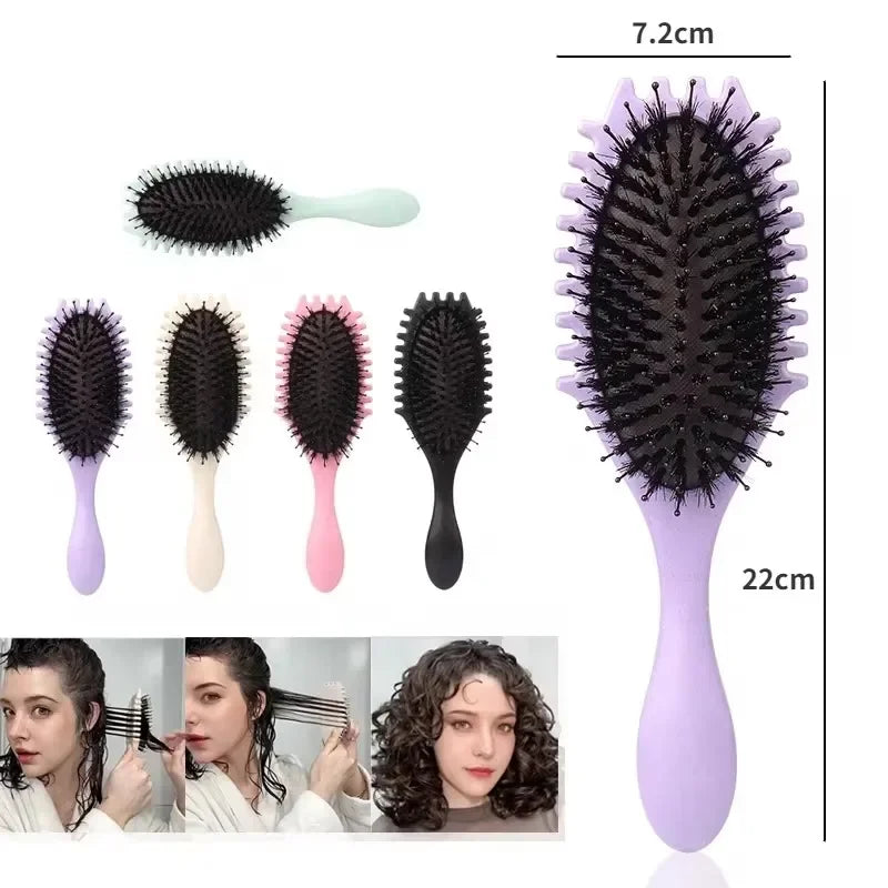 Salon Styling Curly Hair Brush – Detangling, Curl Defining & Blowout Paddle Brush for Wet/Dry Hair | Anti-Static Scalp Massage Brush | Multiple Colors Available