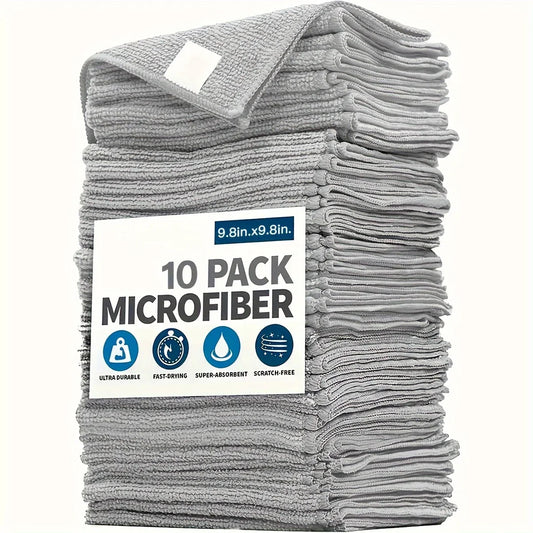 10-Pack Ultra-Fine Microfiber Towels — Soft, Absorbent, and Quick-Dry Cleaning Cloth Set for Salon, Home, or Studio Use