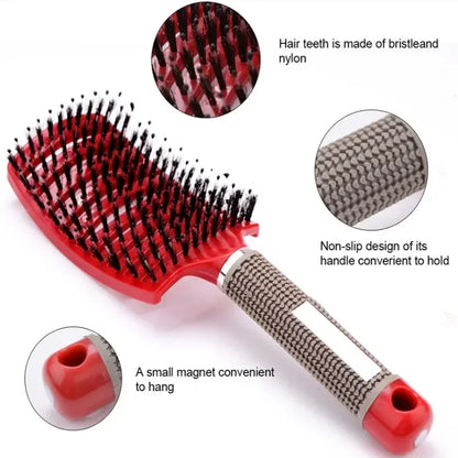 Hair Brush Exfoliating Hair Brush Bristle Women’s Wet Curly Hair Comb Salon Hair Styling Tool, Special for Real Hair Wigs