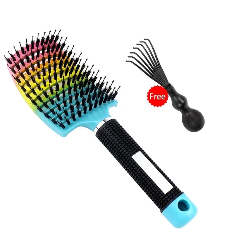 Hair Brush Exfoliating Hair Brush Bristle Women’s Wet Curly Hair Comb Salon Hair Styling Tool, Special for Real Hair Wigs