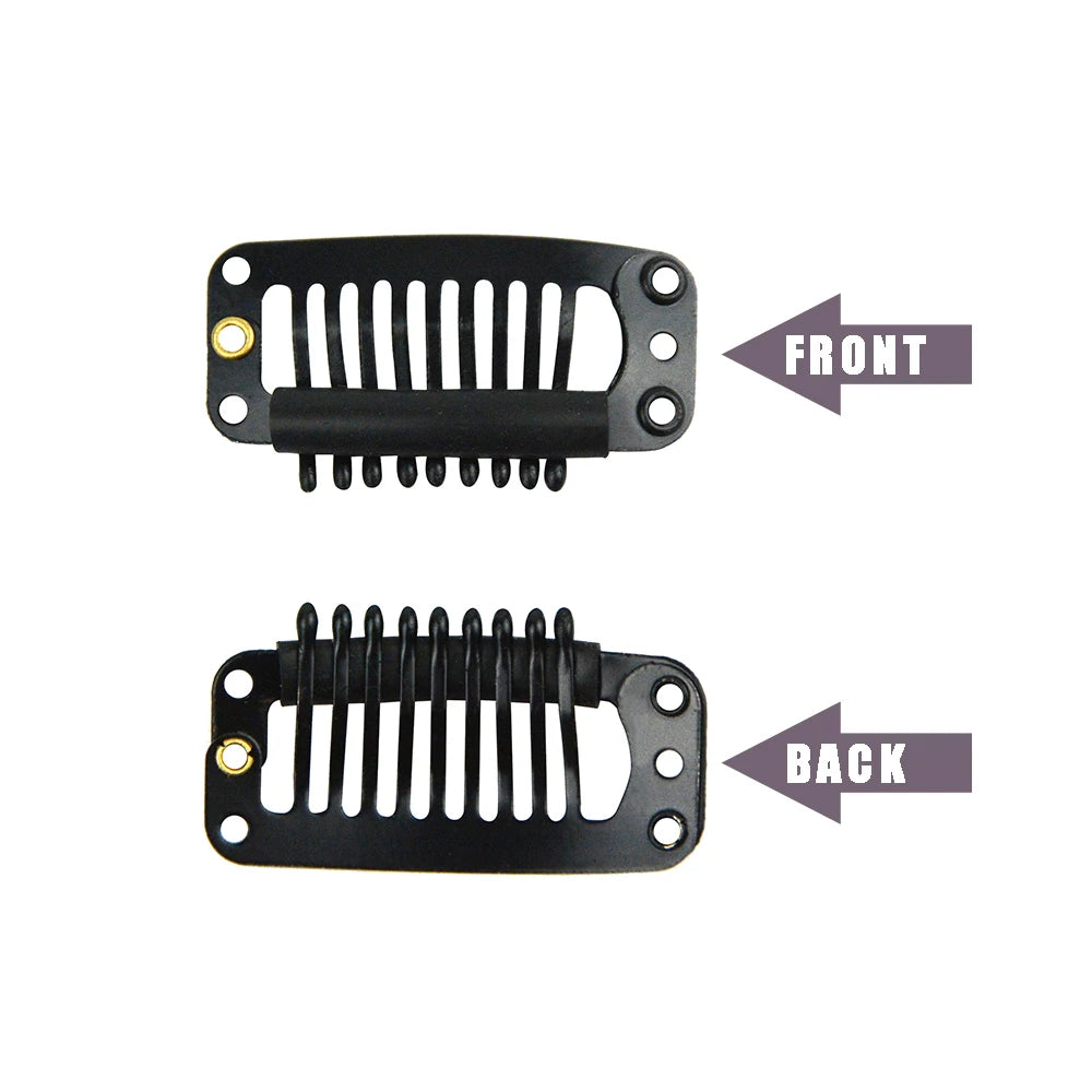 12 pcs 32 mm 9-Tooth Hair Extension Clips with Silicone Cushion – Professional Metal Wig & Extension Clips for Stylists