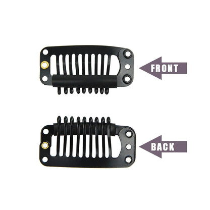 12 pcs 32 mm 9-Tooth Hair Extension Clips with Silicone Cushion – Professional Metal Wig & Extension Clips for Stylists