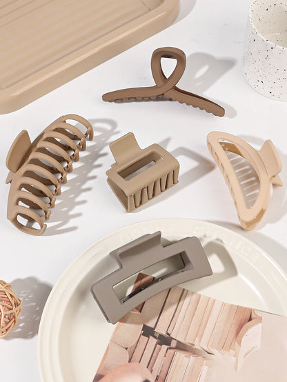 5 Pcs Mixed Colors And Shapes Big Hair Claw Clips