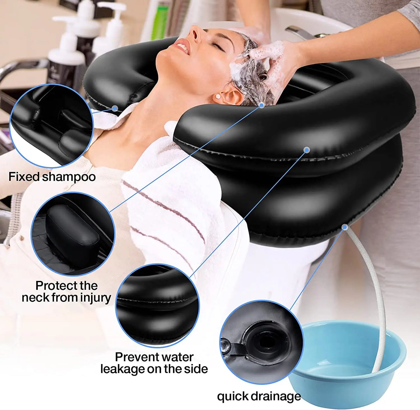 Inflatable Shampoo Basin - Portable Shampoo Bowl, Hair Washing Basin