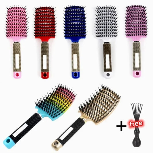 Hair Brush Exfoliating Hair Brush Bristle Women’s Wet Curly Hair Comb Salon Hair Styling Tool, Special for Real Hair Wigs