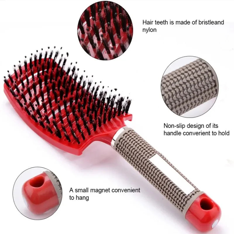 Hair Brush Exfoliating Hair Brush Bristle Women’s Wet Curly Hair Comb Salon Hair Styling Tool, Special for Real Hair Wigs