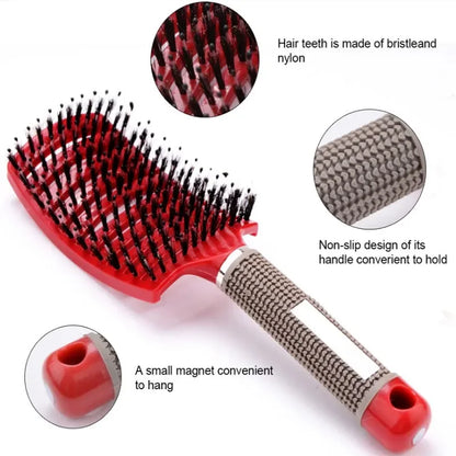 Hair Brush Exfoliating Hair Brush Bristle Women’s Wet Curly Hair Comb Salon Hair Styling Tool, Special for Real Hair Wigs