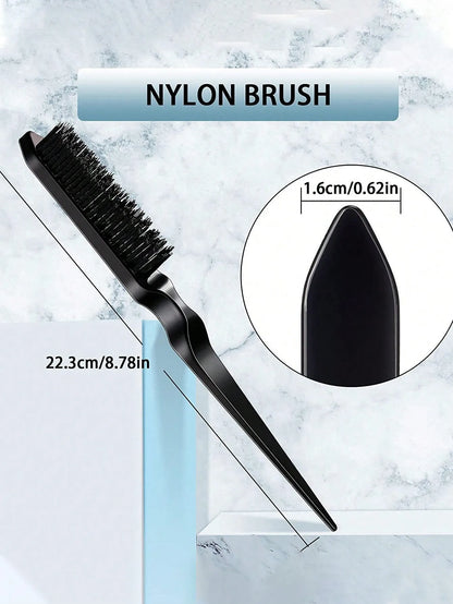 3pcs Professional Styling Comb Set – Triple Teaser Brush, Rat Tail Comb & Edge Brush for Salon or Wig Styling