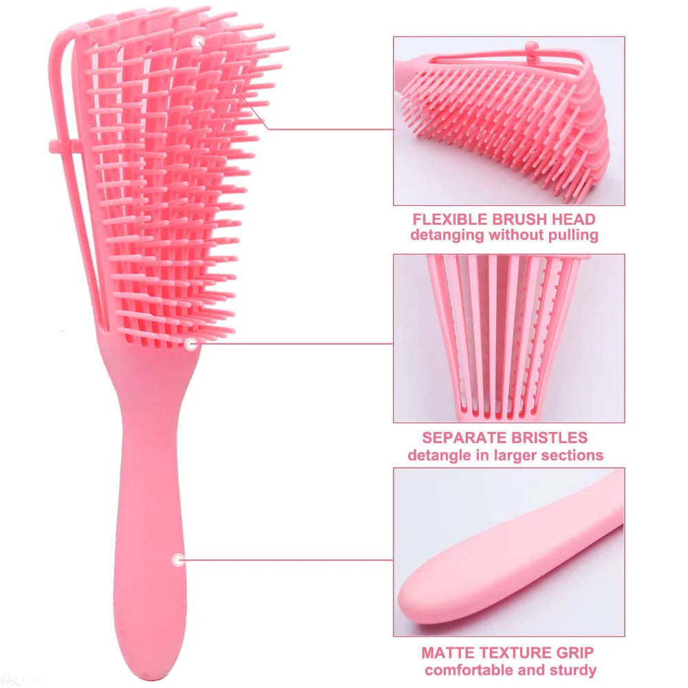 Octopus Detangling Brush for Curly, Thick, or Natural Hair — Flexible Scalp Massage Brush for Women & Men