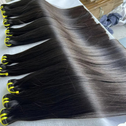 Super Double Drawn Bone Straight 100% Raw Human Hair Bundles — Unprocessed Virgin Weave Extensions for Women