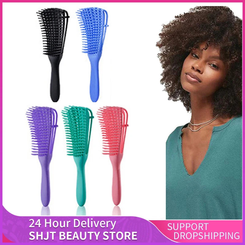 Octopus Detangling Brush for Curly, Thick, or Natural Hair — Flexible Scalp Massage Brush for Women & Men