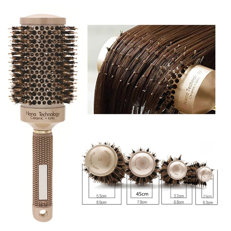 Nano Ceramic Ion Round Barrel Comb – Professional Hairdressing Styling Brush
