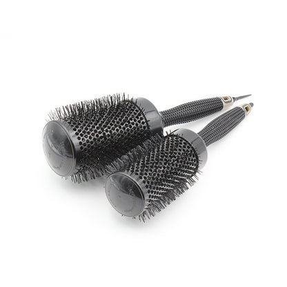 Pro Ceramic Round Brush – Black Aluminum Barrel Blowout Styling Comb for Volume & Smooth Finish